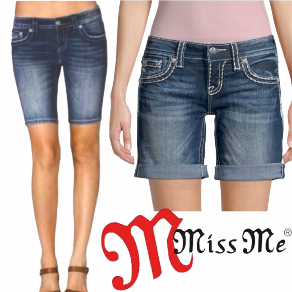 Miss Me Jeans Womens Bermuda Denim Jean Shorts 26